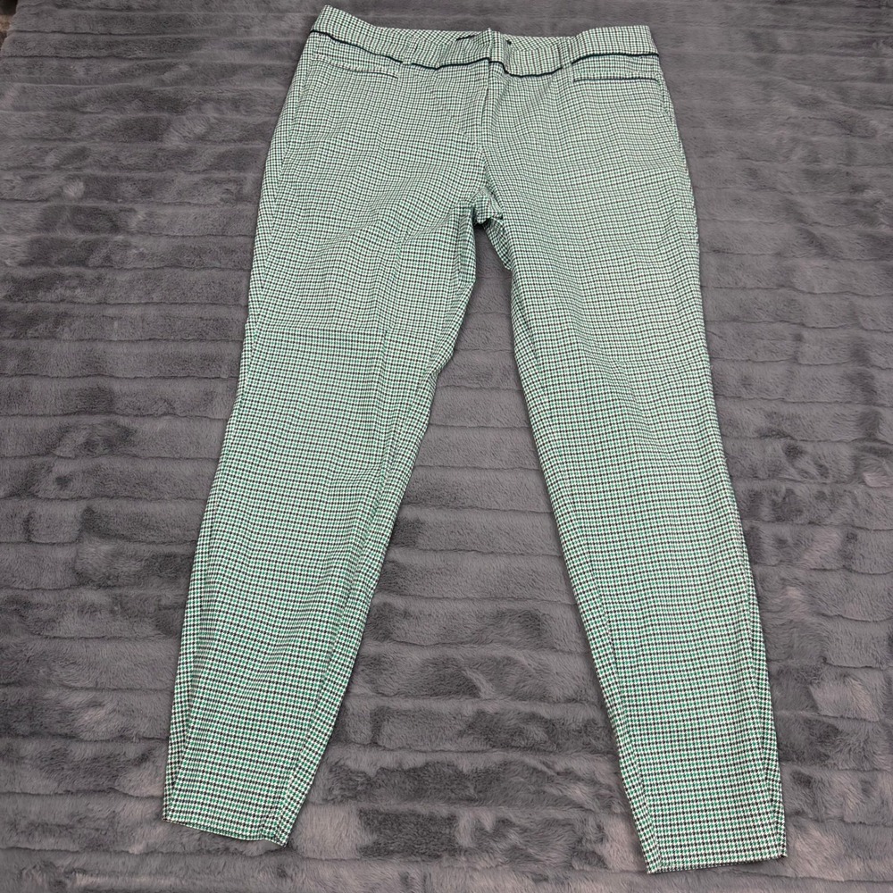 The Limited Exact Stretch Green Houndstooth Skinny Ankle Pants Womens 14R
